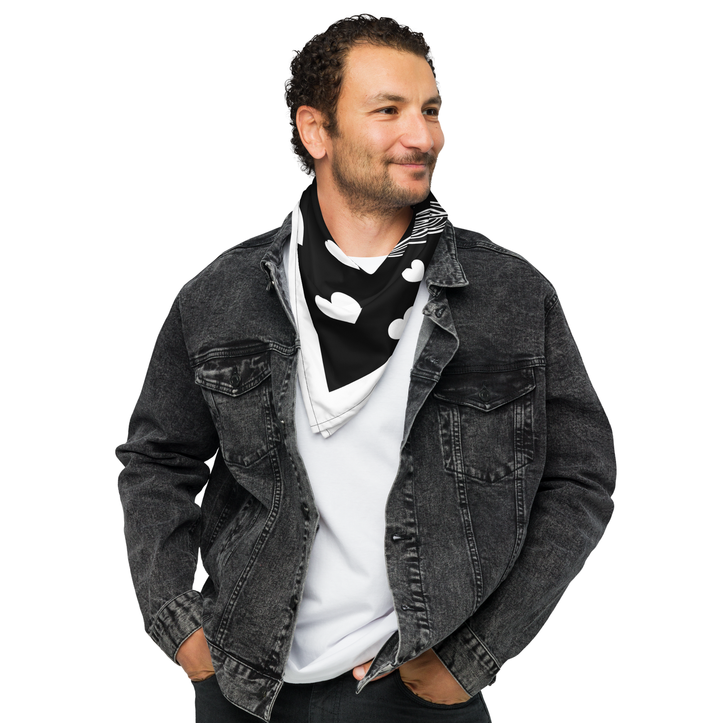 Bandana Love Schwarz Weiß - Stilvolles Accessoire in Schwarz-Weiß - MAX F. ArtGrafic