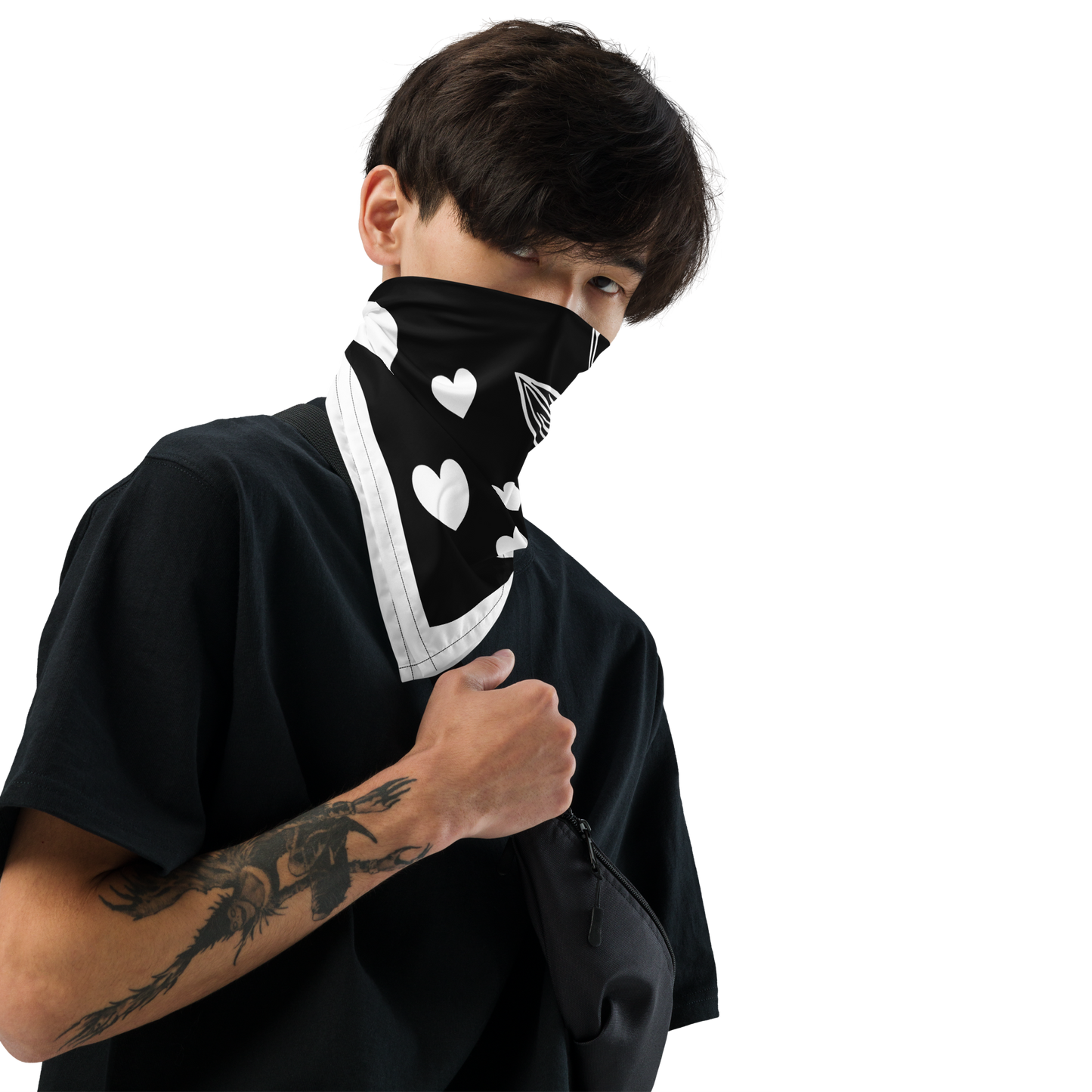 Bandana Love Schwarz Weiß - Stilvolles Accessoire in Schwarz-Weiß - MAX F. ArtGrafic