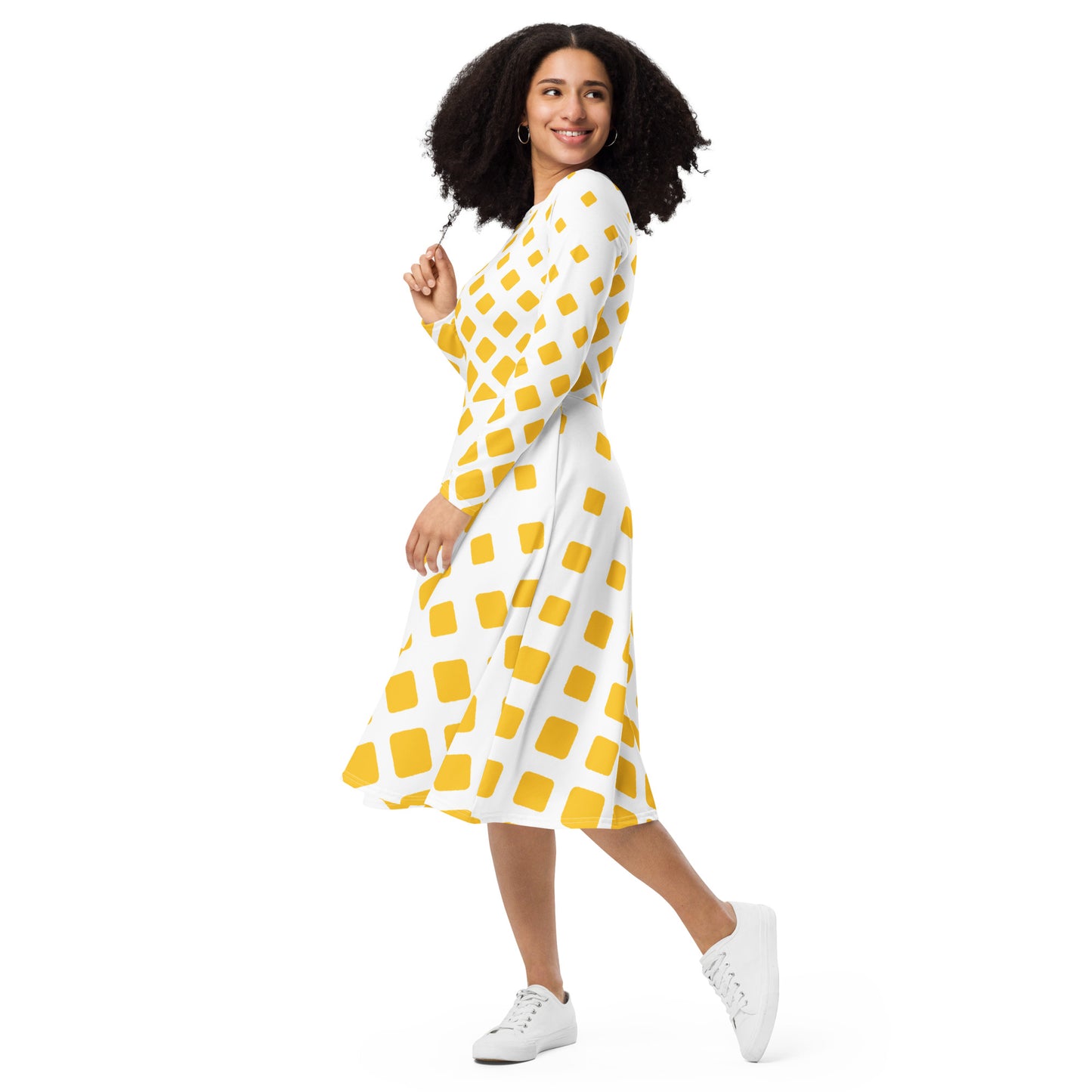 Langärmliges Midikleid mit Allover-Druck | Elegantes & Bequemes Design - MAX F. ArtGrafic