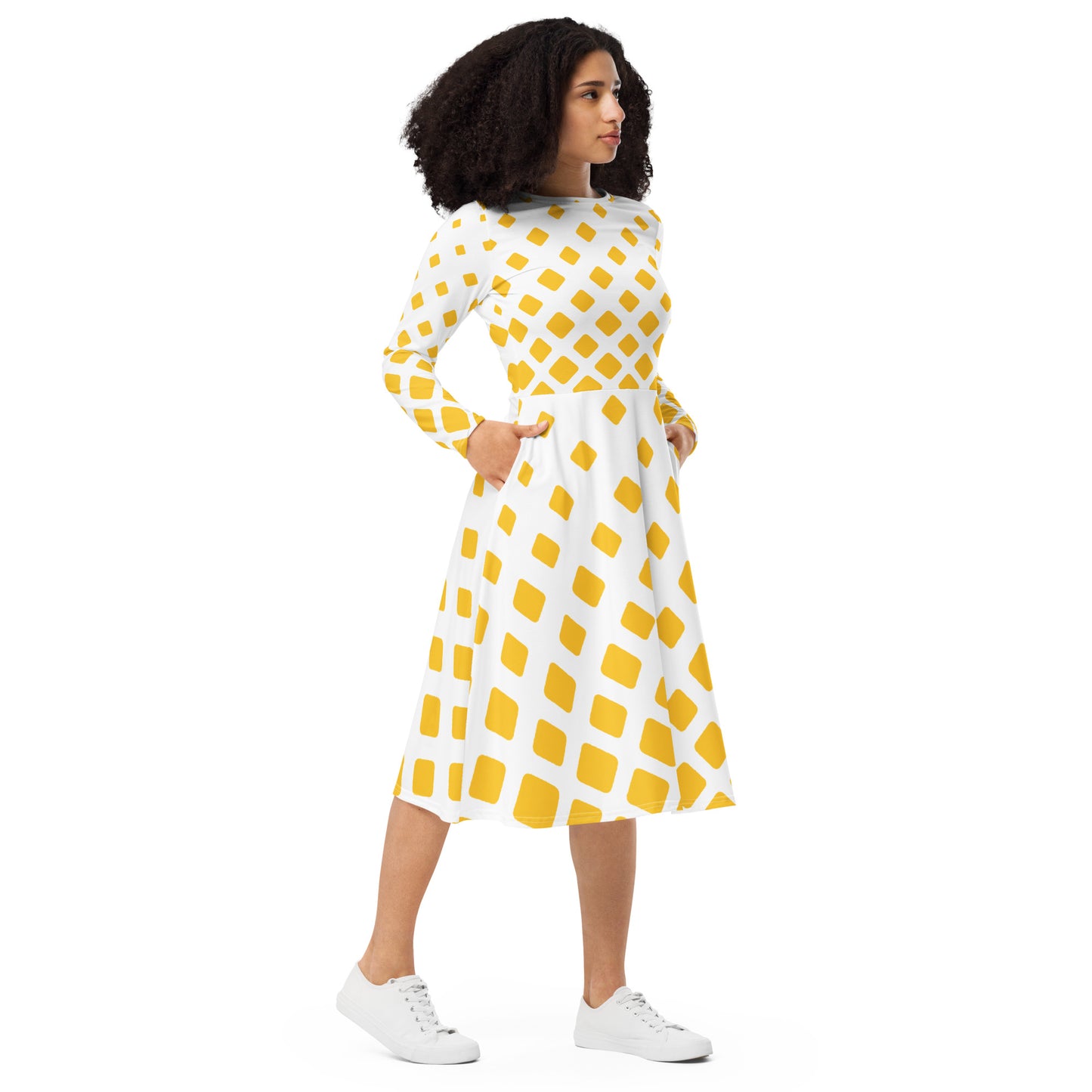 Langärmliges Midikleid mit Allover-Druck | Elegantes & Bequemes Design - MAX F. ArtGrafic
