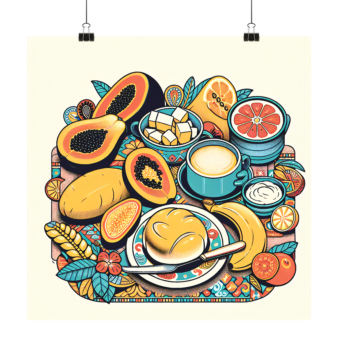 Frühstück Brasilien Poster - Poster 40x40 für ein tropisches Flair - MAX F. ArtGrafic