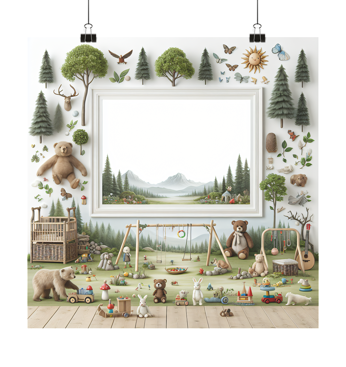 Kinderwald Poster 50x50 - Wunderschönes Wanddekor für Kinderzimmer - MAX F. ArtGrafic