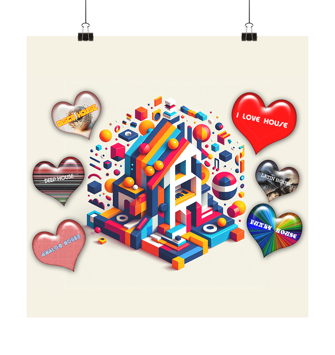 I LOVE HOUSE FARBIG - I love house Poster 50x50 - MAX F. ArtGrafic