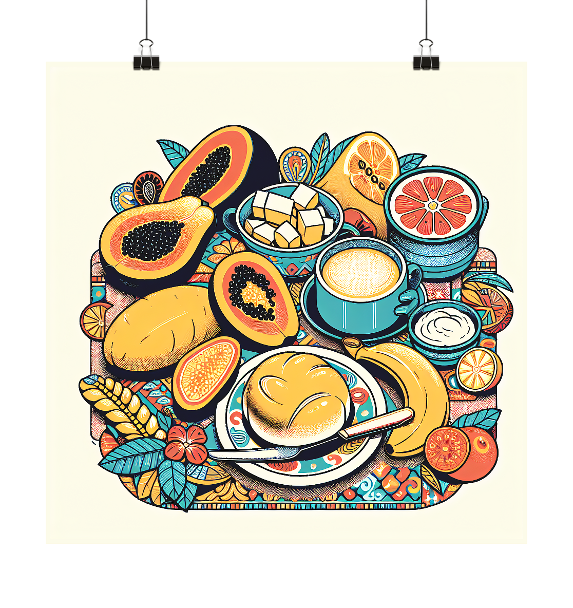 Frühstück Brasilien Poster 50x50 - Kulinarische Reise durch Brasilien - MAX F. ArtGrafic