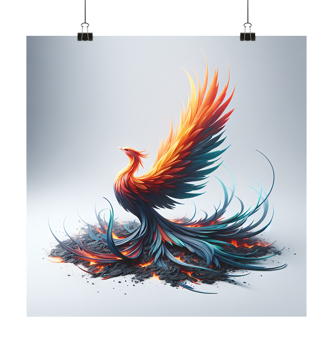 Phoenix aus der Asche Poster 60x60 - Kunstwerk für stilvolle Wände - MAX F. ArtGrafic