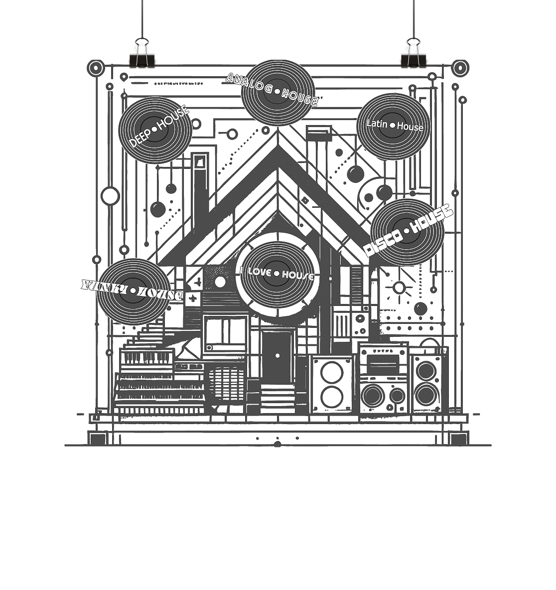 I LOVE HOUSE SW Poster - Din A2 Querformat - MAX F. ArtGrafic