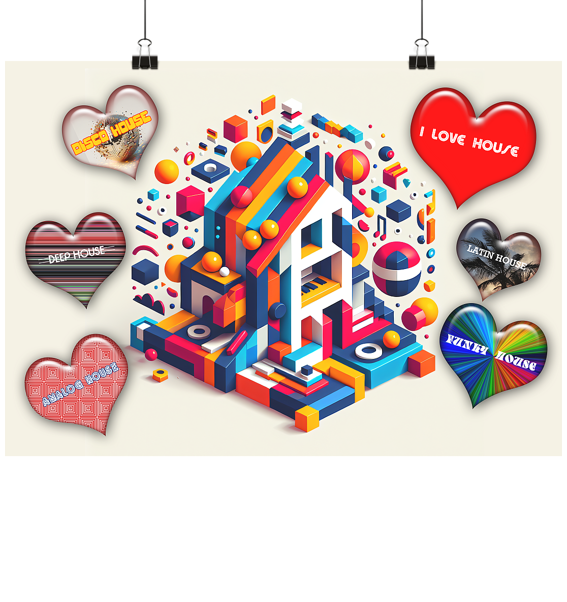 I LOVE HOUSE FARBIG - Poster Din A3 (quer)