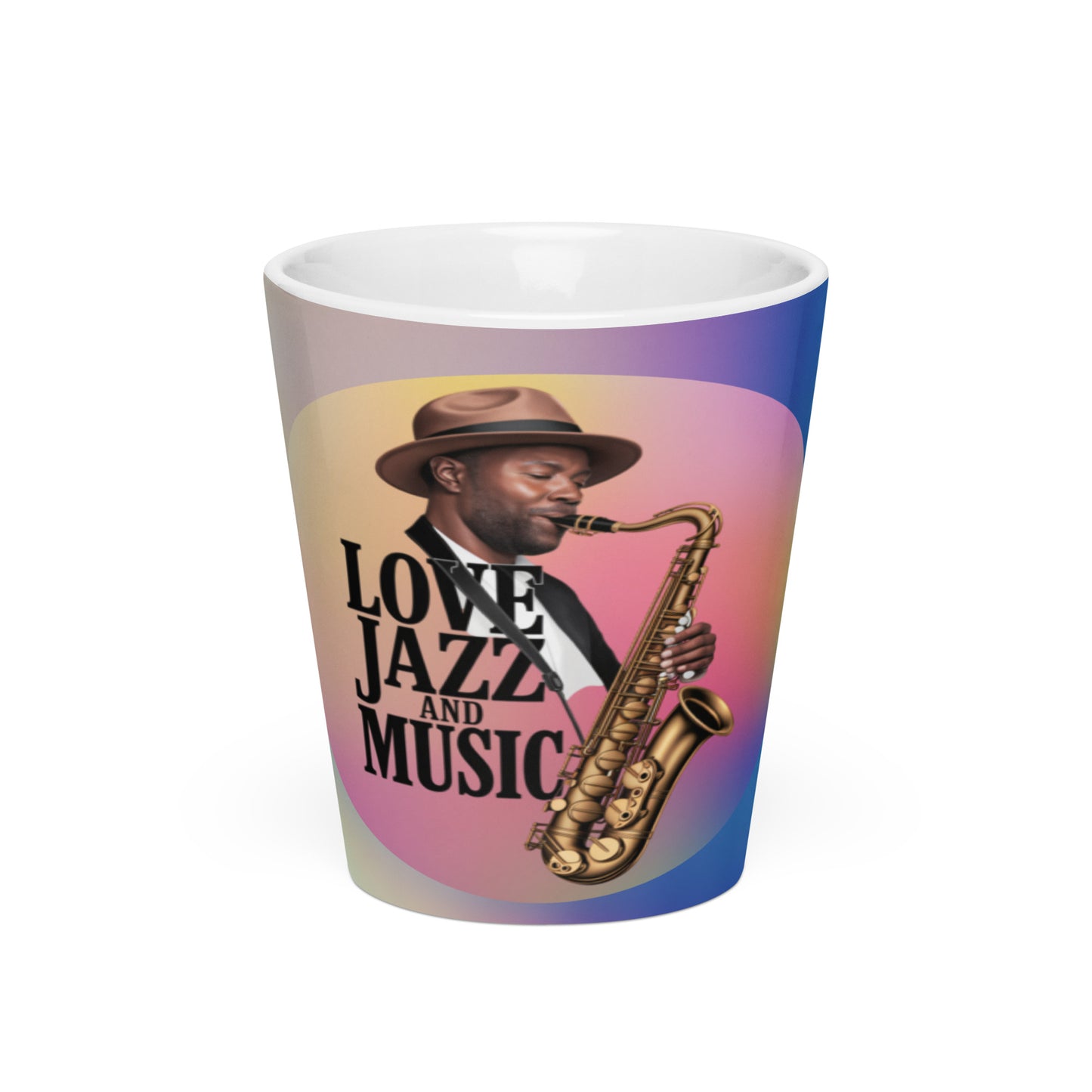 Milchkaffeetasse LOVE JAZZ AND MUSIC für Jazz Musik Liebhaber - MAX F. ArtGrafic