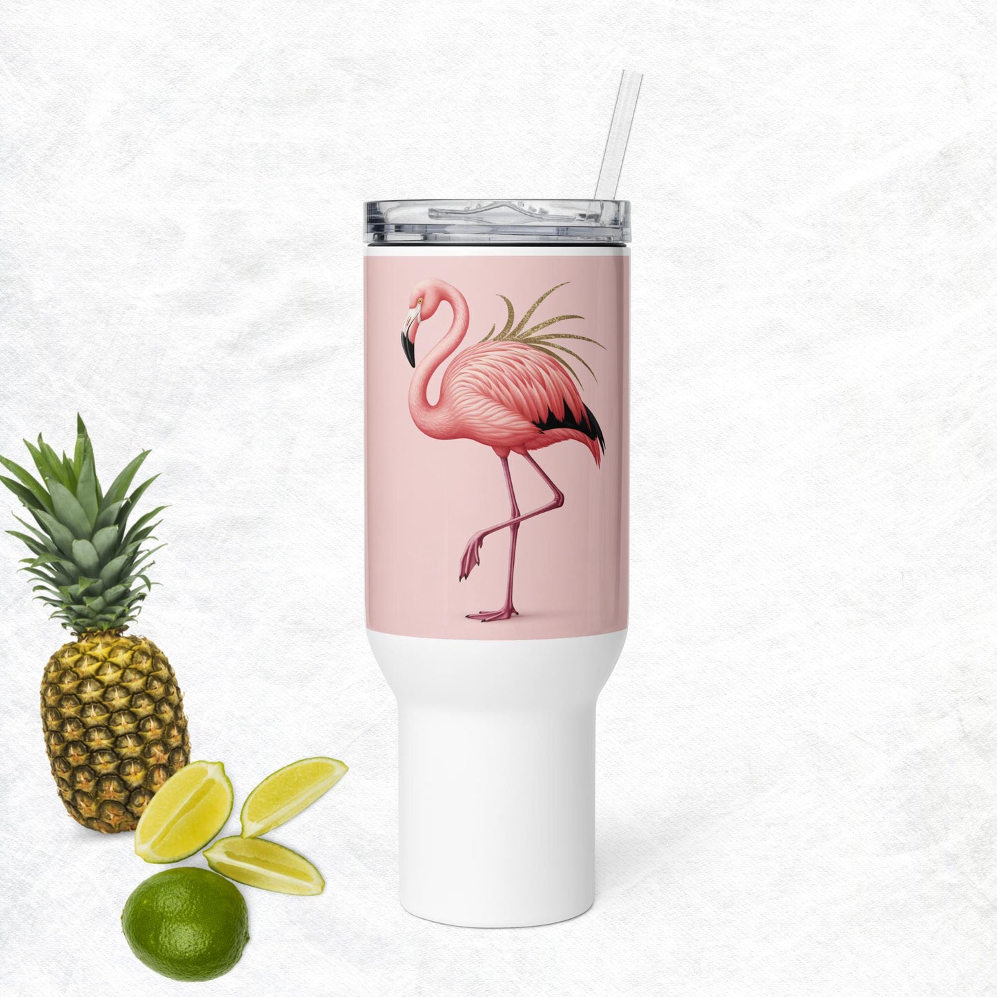 Reisebecher Flamingo mit Griff - Stylischer und praktischer Begleiter für unterwegs - MAX F. ArtGrafic