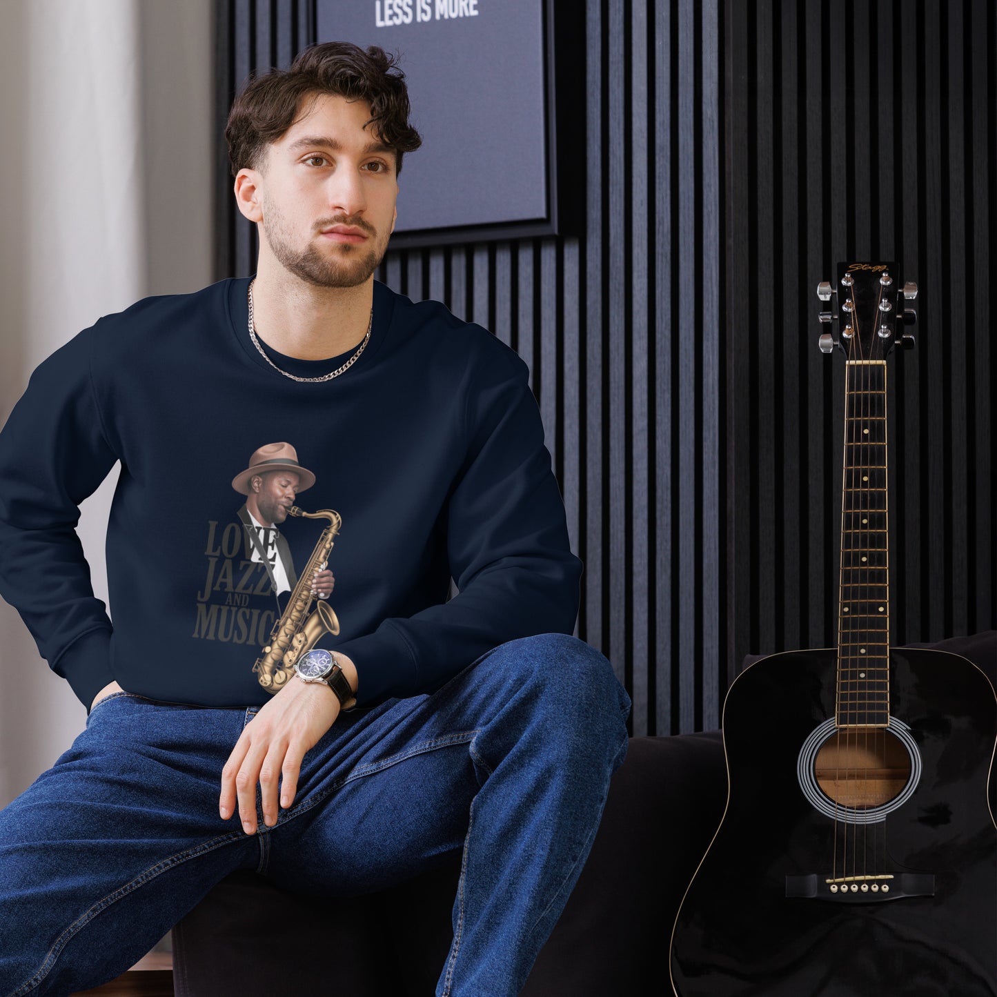 Unisex Bio-Pullover Jazz Musik - Liebe zur Musik und Stil - MAX F. ArtGrafic