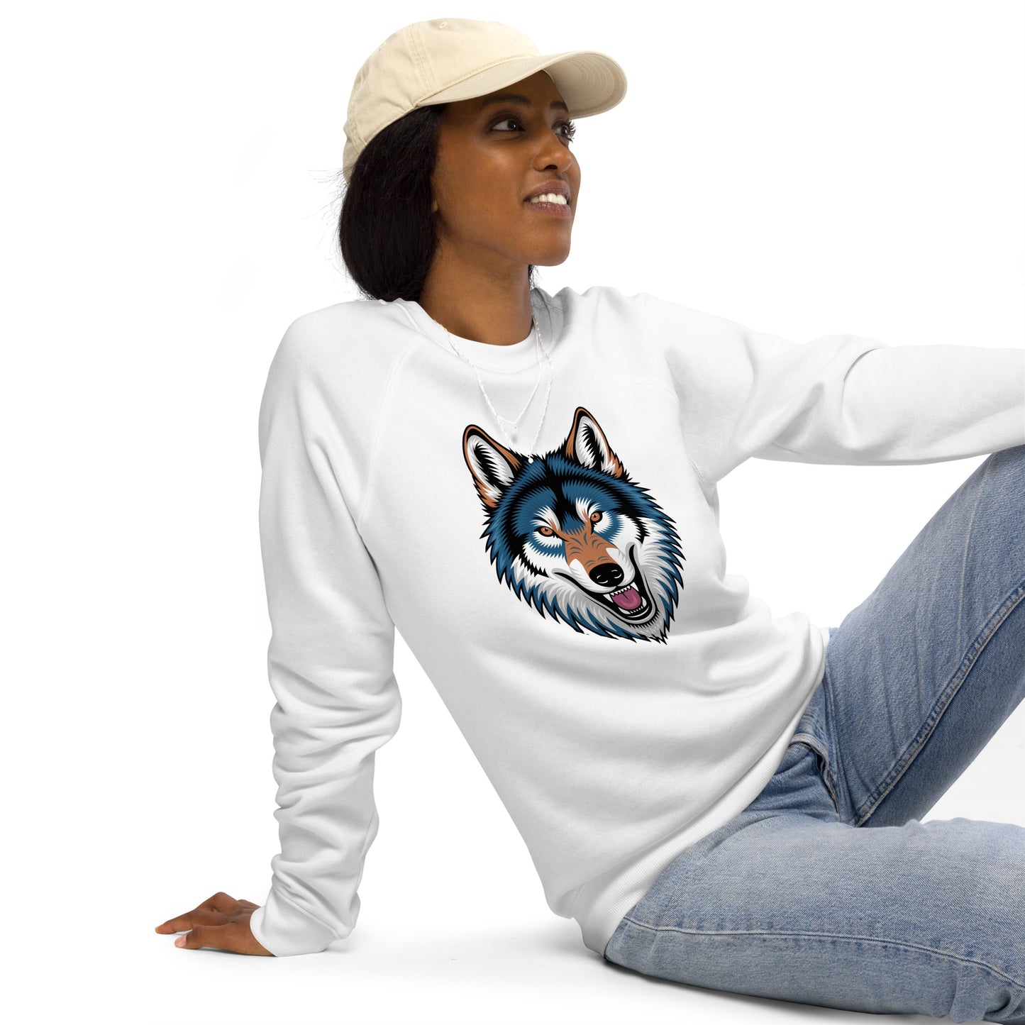 Unisex Bio-Raglan-Pullover WOLF – Nachhaltige Mode für jeden Tag - MAX F. ArtGrafic