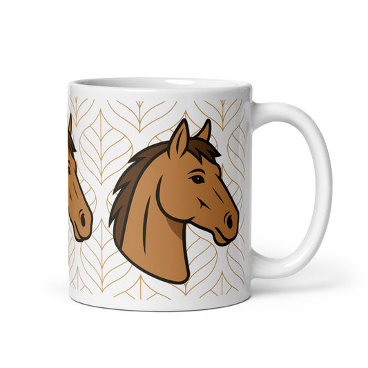 Weiße, glänzende Tasse - Pferdekopf - MAX F. ArtGrafic