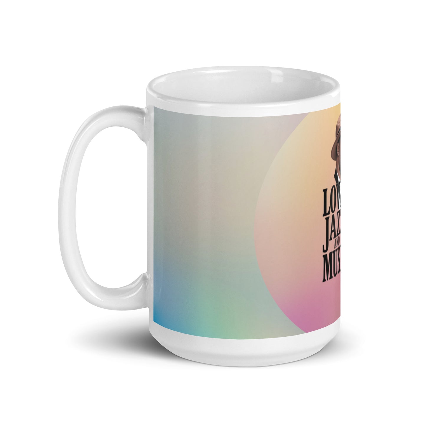 Weiße Tasse Love Jazz und Music – Glänzender Kaffeebecher für Musikliebhaber - MAX F. ArtGrafic