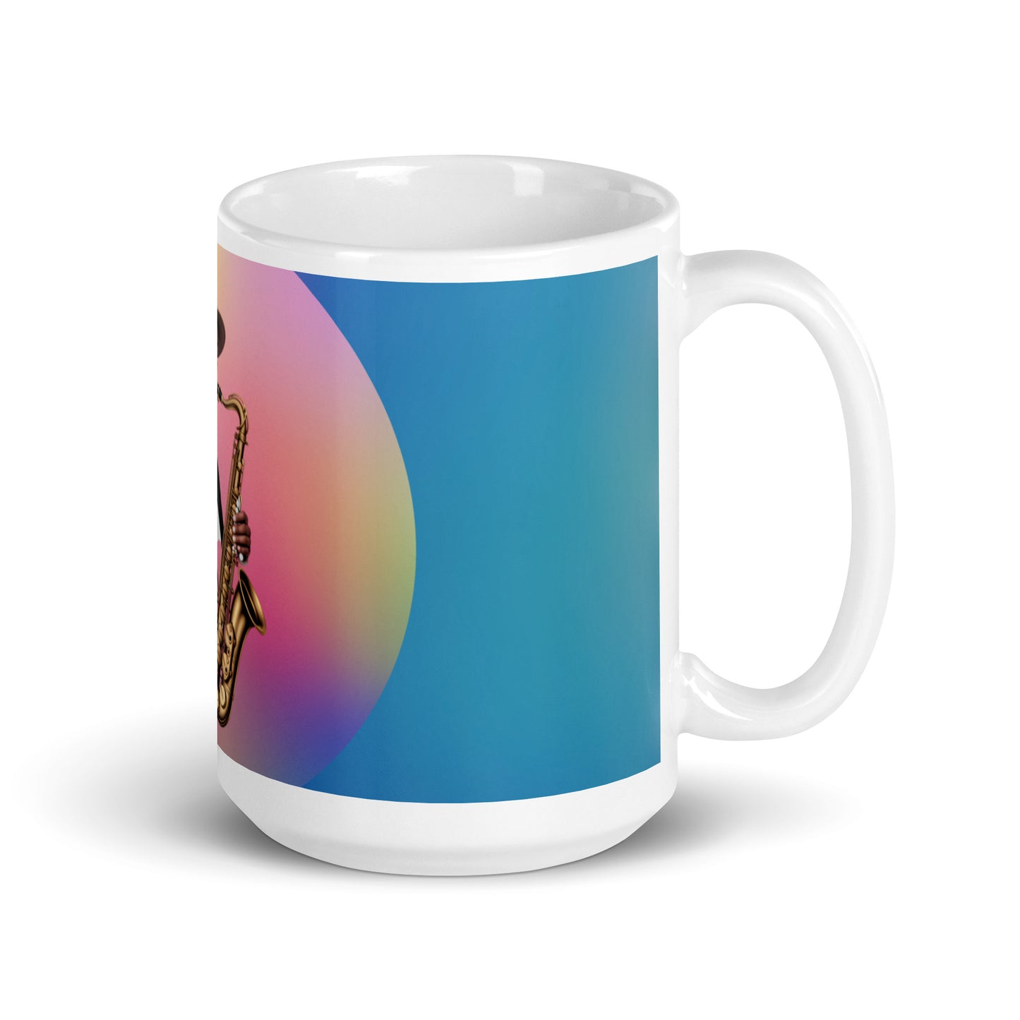Weiße Tasse Love Jazz und Music – Glänzender Kaffeebecher für Musikliebhaber - MAX F. ArtGrafic