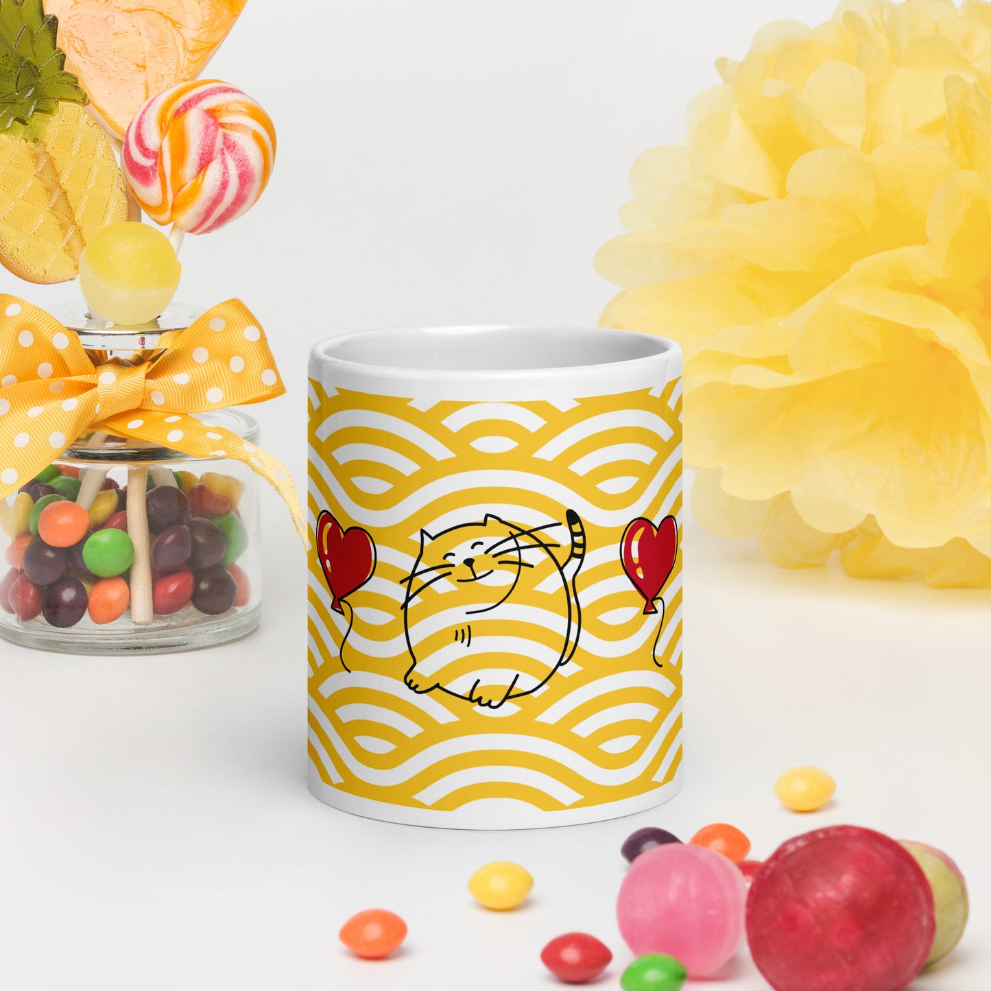 Weiße, glänzende Tasse - Katze - MAX F. ArtGrafic