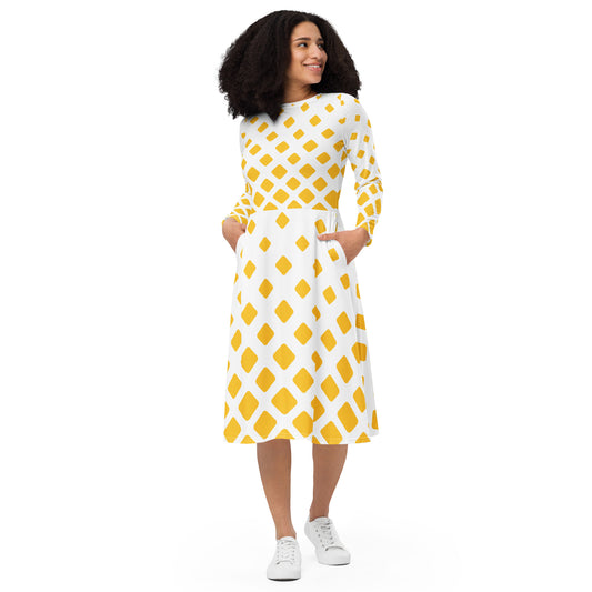 Langärmliges Midikleid mit Allover-Druck | Elegantes & Bequemes Design - MAX F. ArtGrafic