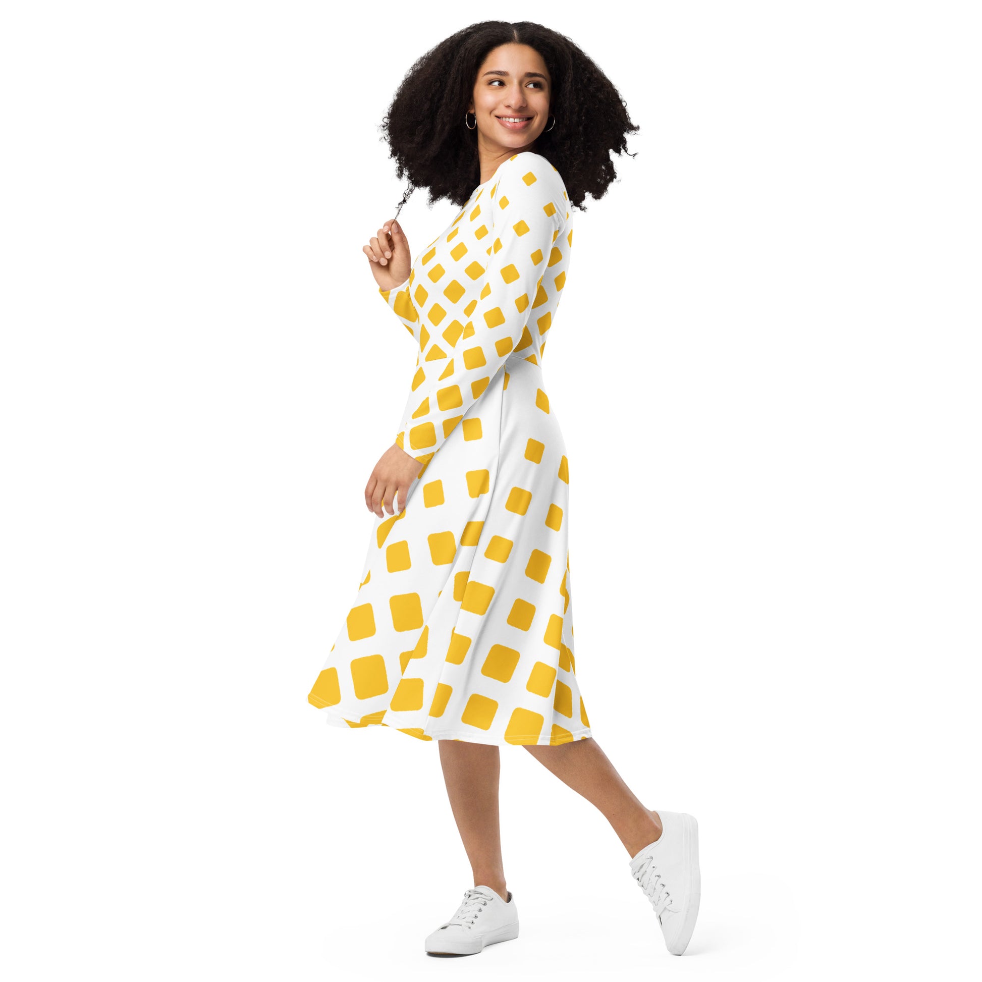 Langärmliges Midikleid mit Allover-Druck | Elegantes & Bequemes Design - MAX F. ArtGrafic