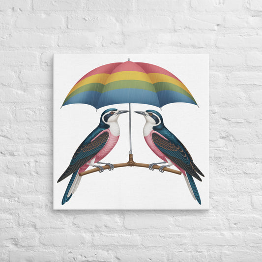Leinwand TWO BIRDS WITH UMBRELLA - MAX F. ArtGrafic