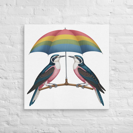 Leinwand TWO BIRDS WITH UMBRELLA - MAX F. ArtGrafic