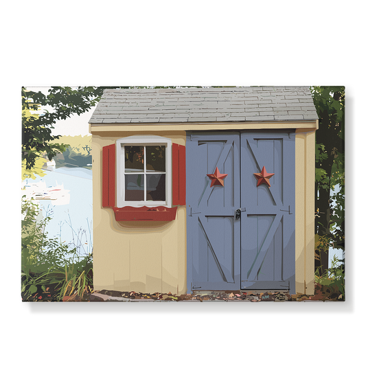 Haus in der Natur - Leinwand 45x30cm