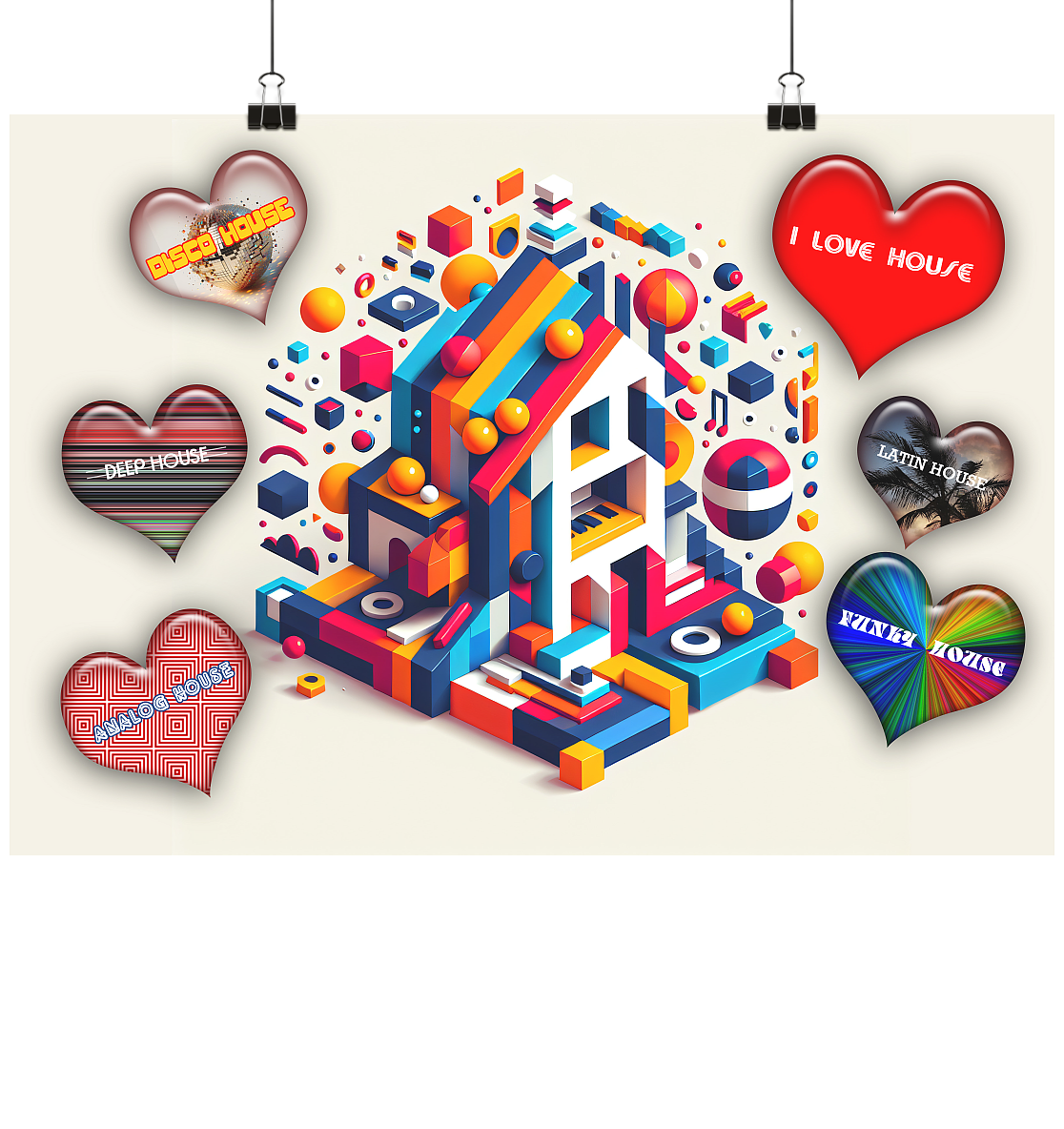 I LOVE HOUSE FARBIG - Poster Din A4 (quer)