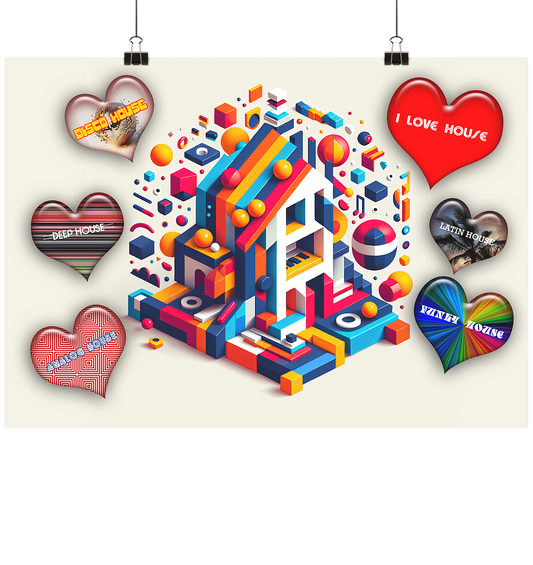 I LOVE HOUSE FARBIG - Poster Din A4 (quer)