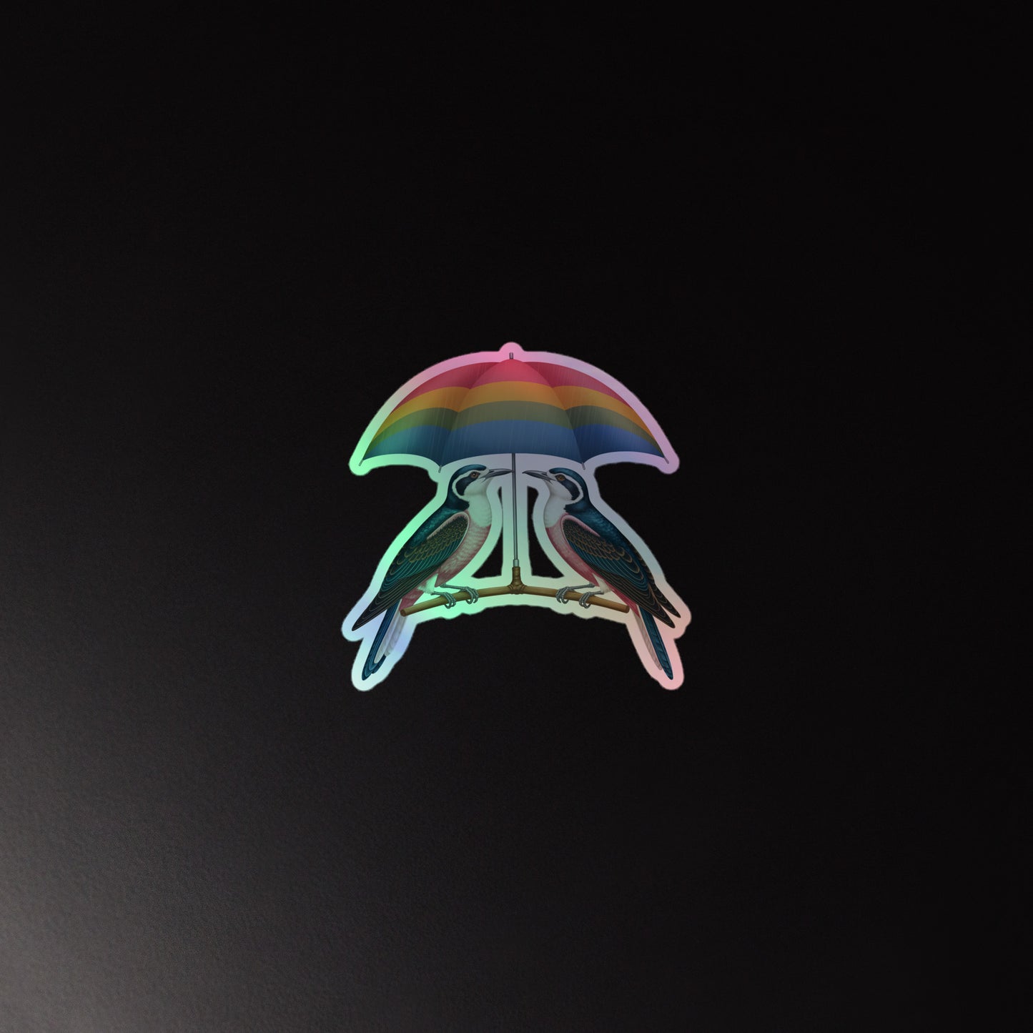 Holografische Kiss-Cut Aufkleber - ZWEI VÖGEL - MAX F. ArtGrafic