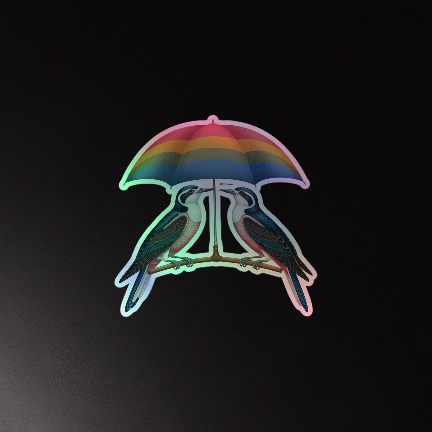 Holografische Kiss-Cut Aufkleber - ZWEI VÖGEL - MAX F. ArtGrafic