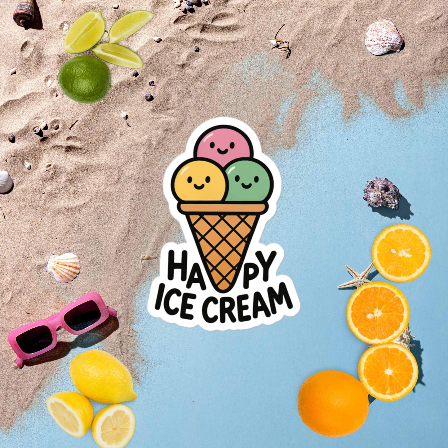 Blasenfreie Aufkleber HAPPY ICE CREAM für perfektes Design ohne Blasen - MAX F. ArtGrafic