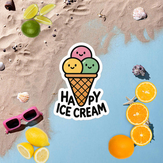 Blasenfreie Aufkleber HAPPY ICE CREAM für perfektes Design ohne Blasen - MAX F. ArtGrafic