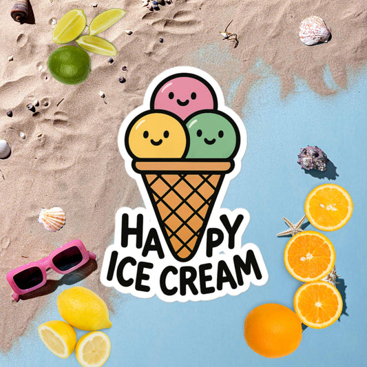 Blasenfreie Aufkleber HAPPY ICE CREAM für perfektes Design ohne Blasen - MAX F. ArtGrafic
