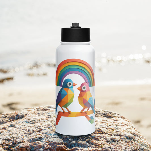 Edelstahl Trinkflasche mit Strohhalm - MAX F. ArtGrafic