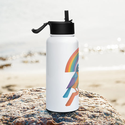 Edelstahl Trinkflasche mit Strohhalm - MAX F. ArtGrafic