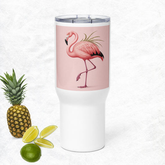 Reisebecher Flamingo mit Griff - Stylischer und praktischer Begleiter für unterwegs - MAX F. ArtGrafic