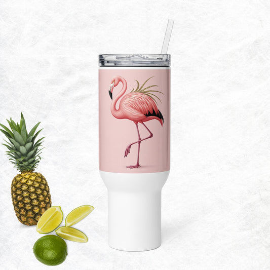 Reisebecher Flamingo mit Griff - Stylischer und praktischer Begleiter für unterwegs - MAX F. ArtGrafic