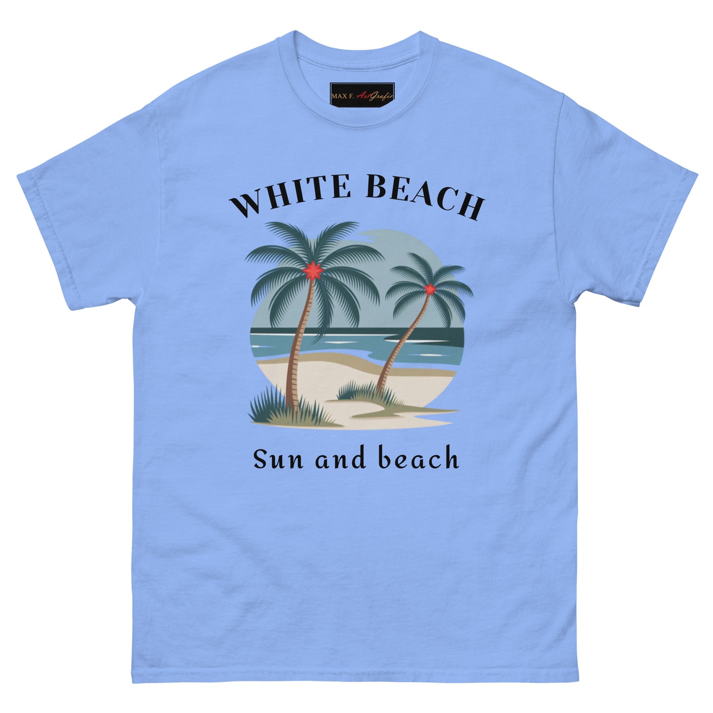 Klassisches Unisex T-Shirt - WHITE BEACH für jeden Anlass - MAX F. ArtGrafic