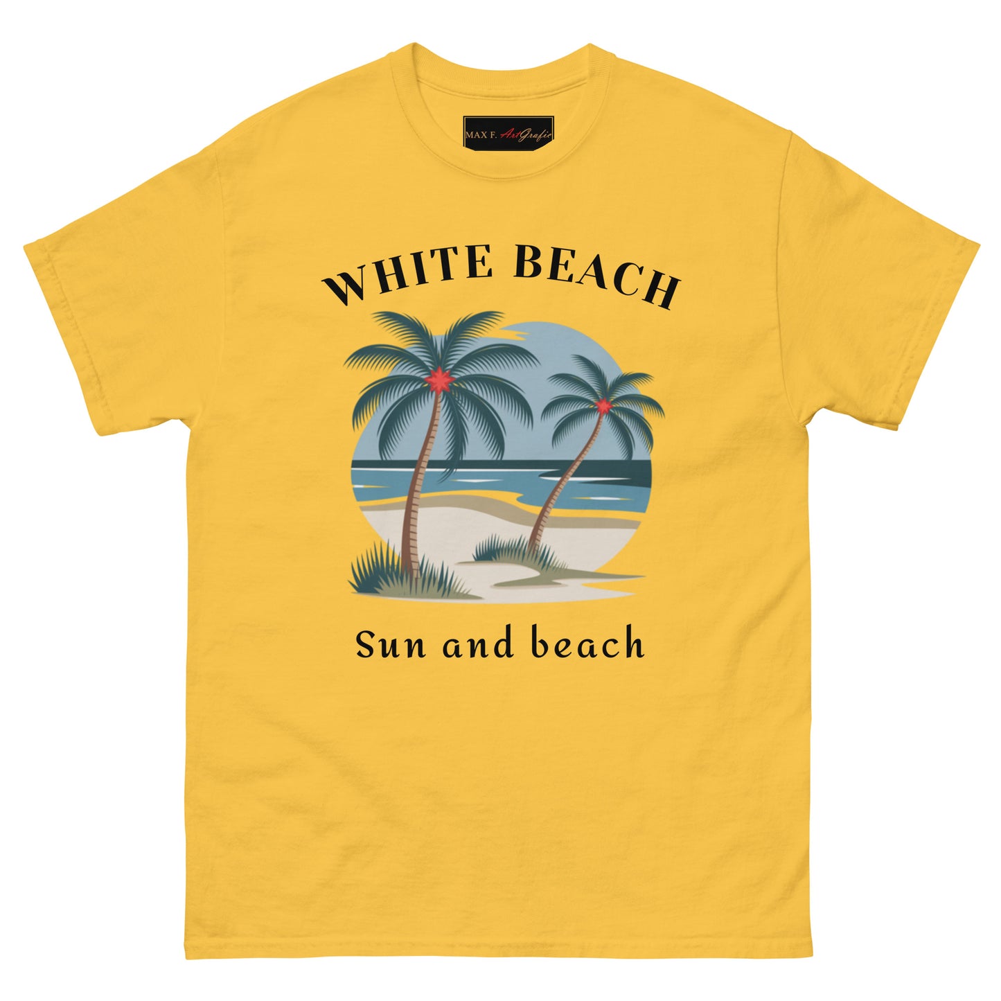 Klassisches Unisex T-Shirt - WHITE BEACH für jeden Anlass - MAX F. ArtGrafic