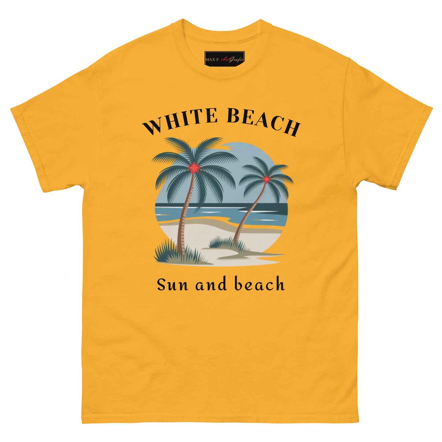 Klassisches Unisex T-Shirt - WHITE BEACH für jeden Anlass - MAX F. ArtGrafic
