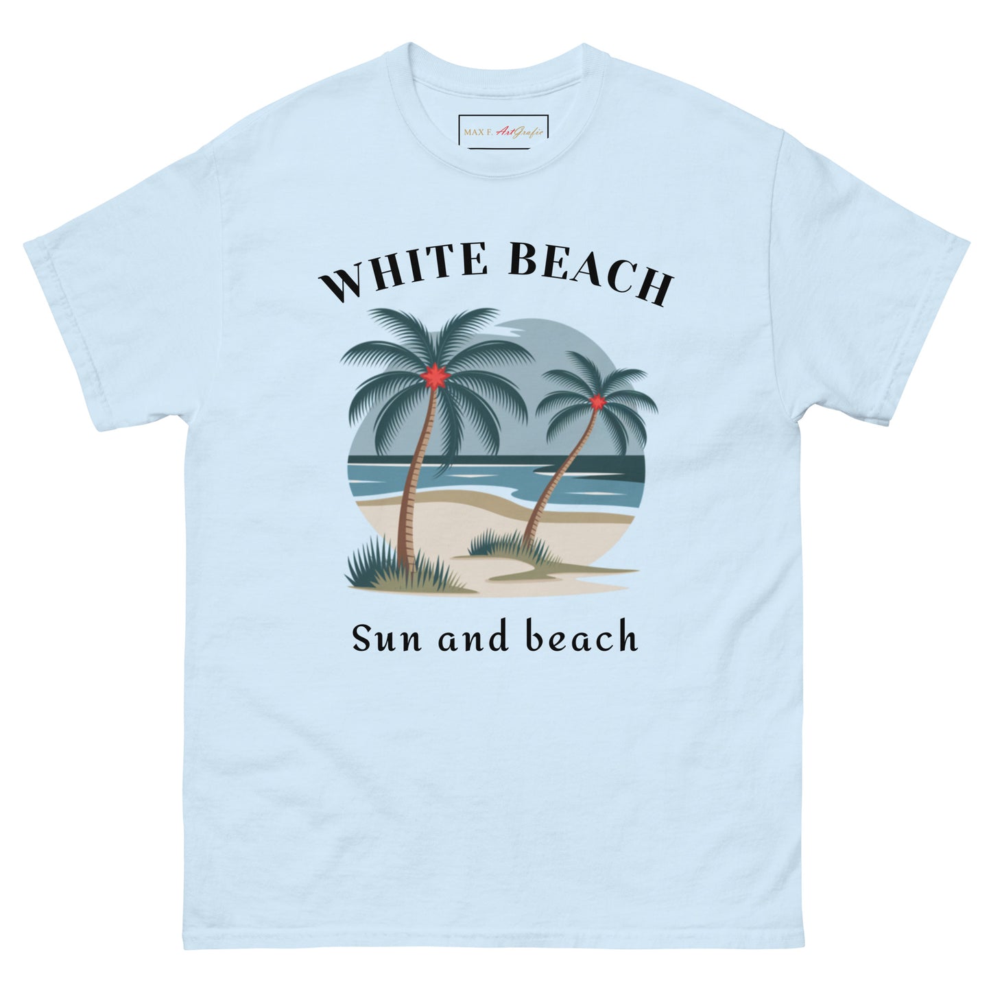 Klassisches Unisex T-Shirt - WHITE BEACH für jeden Anlass - MAX F. ArtGrafic
