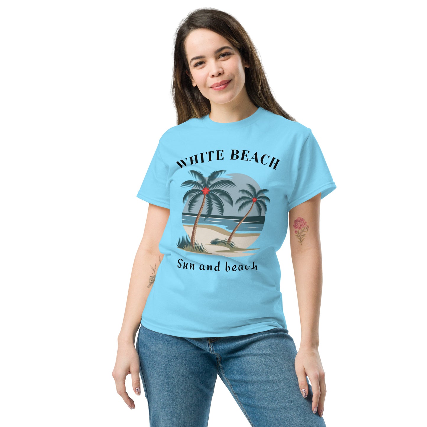 Klassisches Unisex T-Shirt - WHITE BEACH für jeden Anlass - MAX F. ArtGrafic