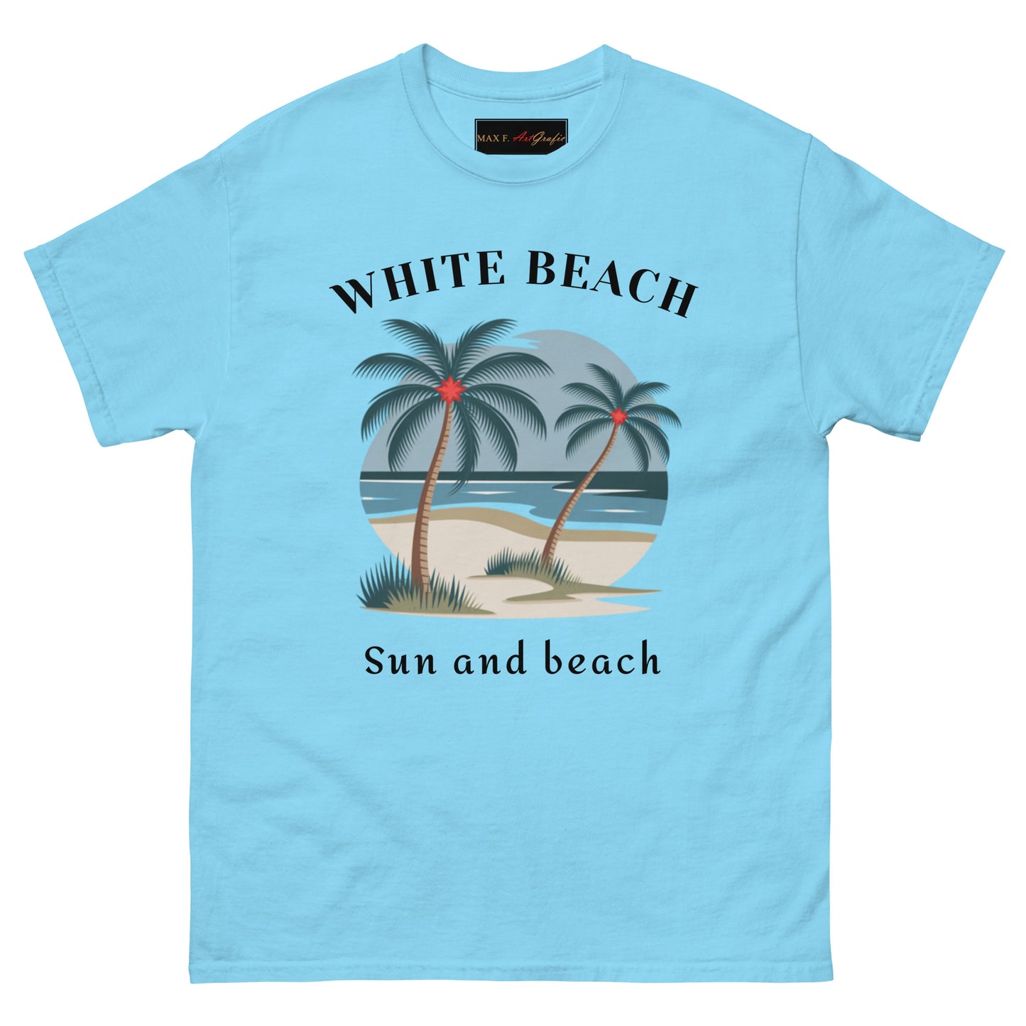 Klassisches Unisex T-Shirt - WHITE BEACH für jeden Anlass - MAX F. ArtGrafic