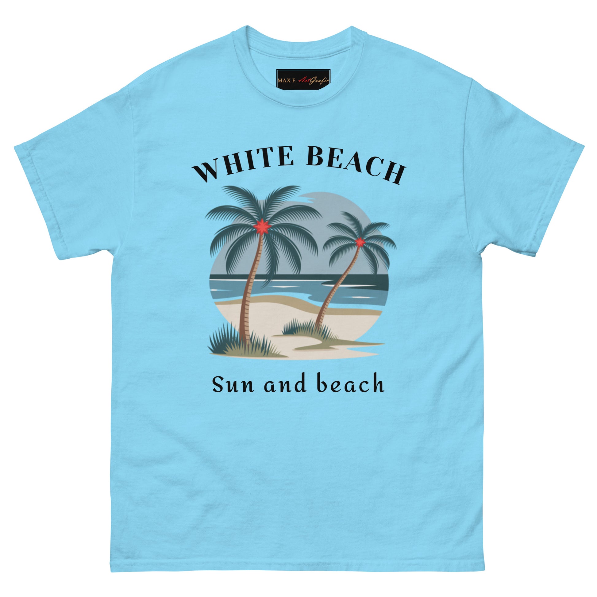 Klassisches Unisex T-Shirt - WHITE BEACH für jeden Anlass - MAX F. ArtGrafic