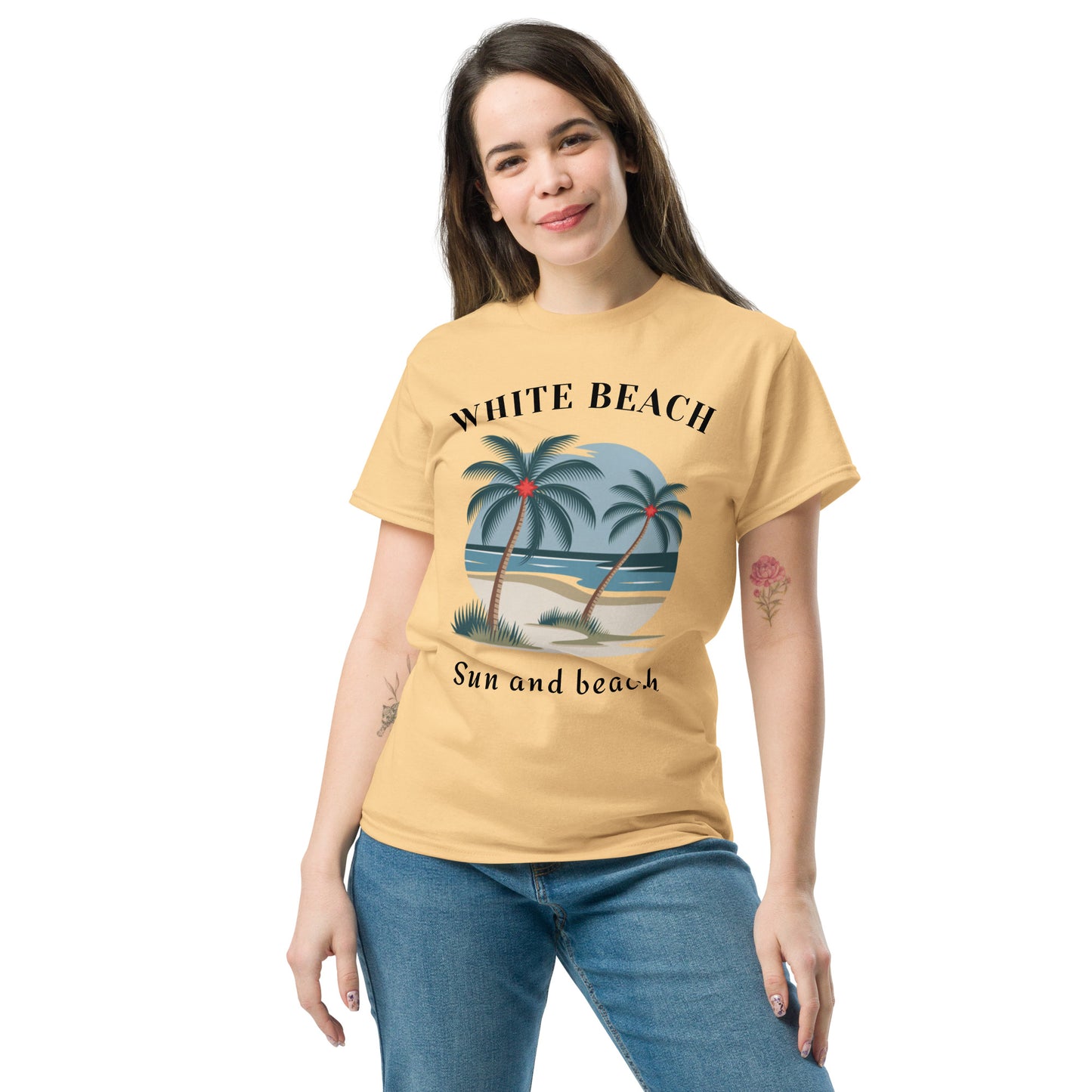 Klassisches Unisex T-Shirt - WHITE BEACH für jeden Anlass - MAX F. ArtGrafic