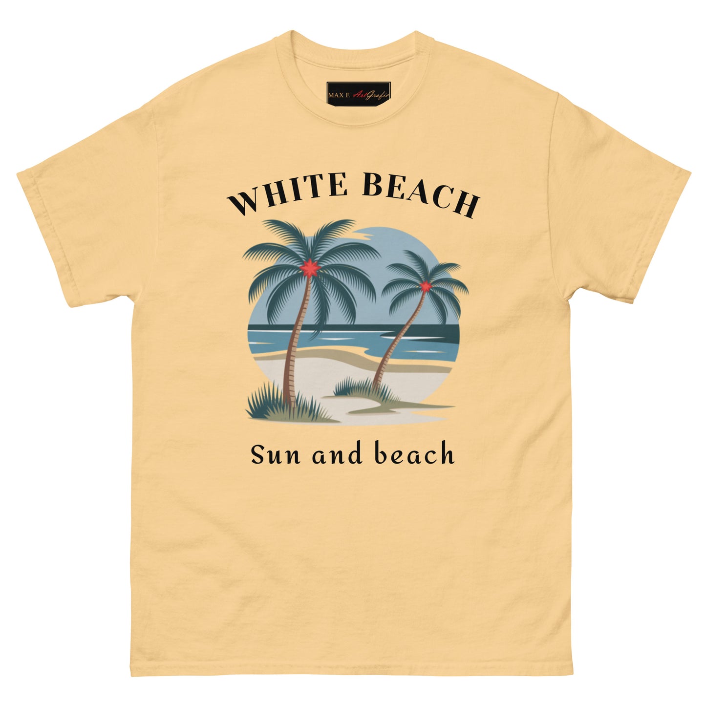 Klassisches Unisex T-Shirt - WHITE BEACH für jeden Anlass - MAX F. ArtGrafic