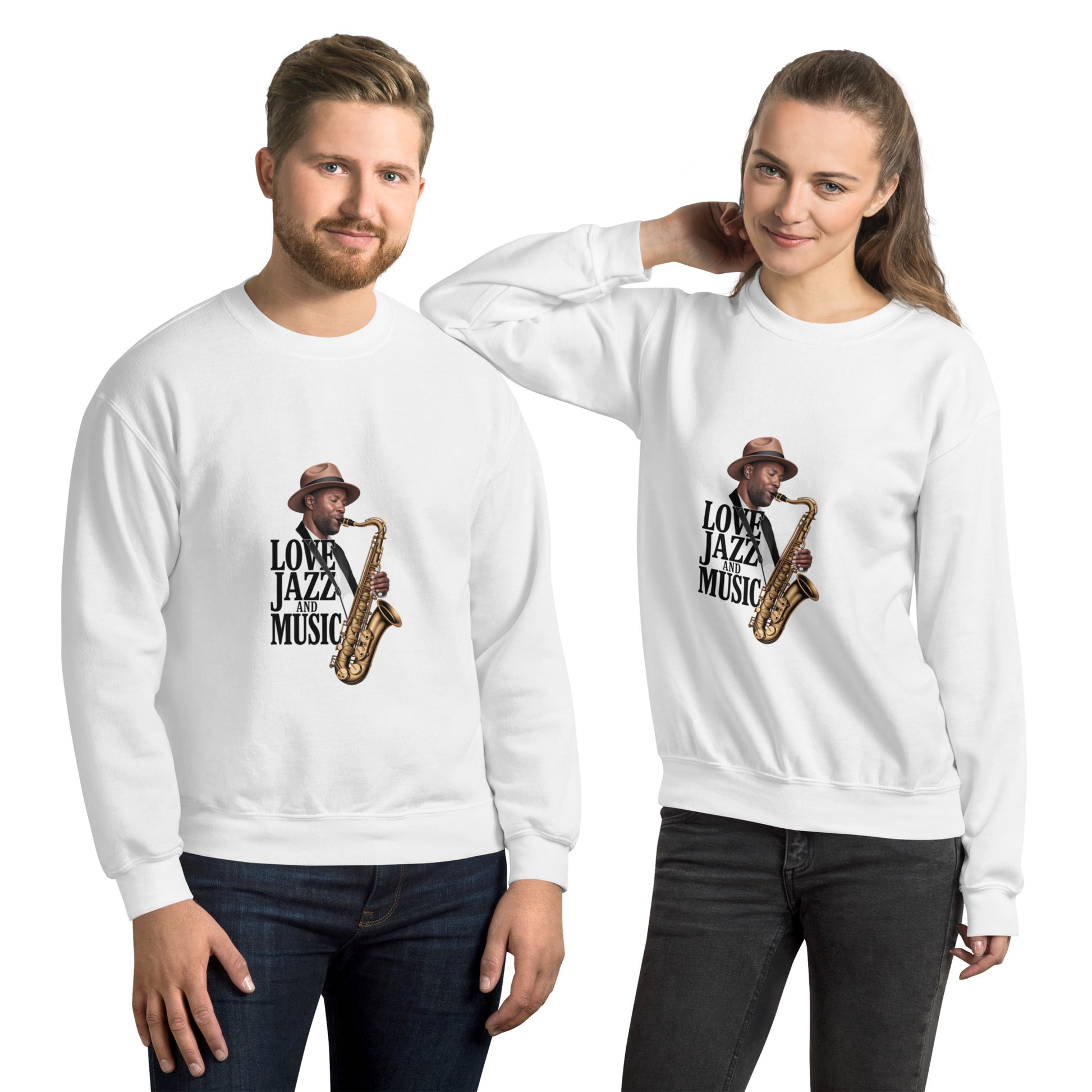Unisex-Pullover LOVE JAZZ AND MUSIC - Stylischer Unisex-Pullover Jazz Musik - MAX F. ArtGrafic