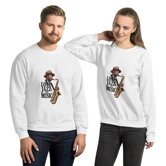 Unisex-Pullover LOVE JAZZ AND MUSIC - Stylischer Unisex-Pullover Jazz Musik - MAX F. ArtGrafic
