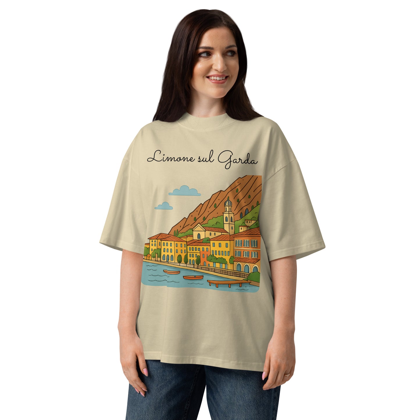 Oversized Bio-T-Shirt Limone mit breitem Kragen für Unisex - MAX F. ArtGrafic