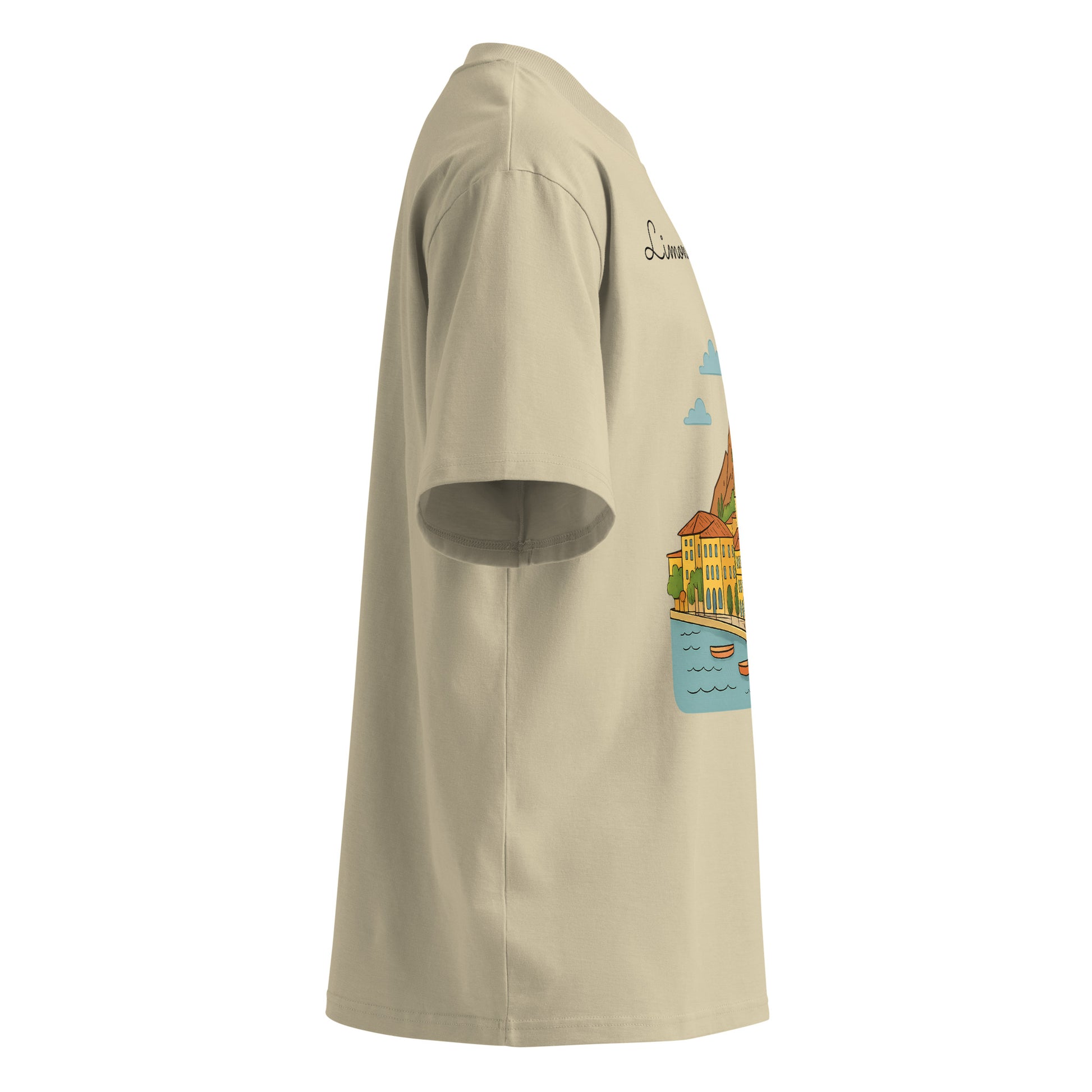 Oversized Bio-T-Shirt Limone mit breitem Kragen für Unisex - MAX F. ArtGrafic