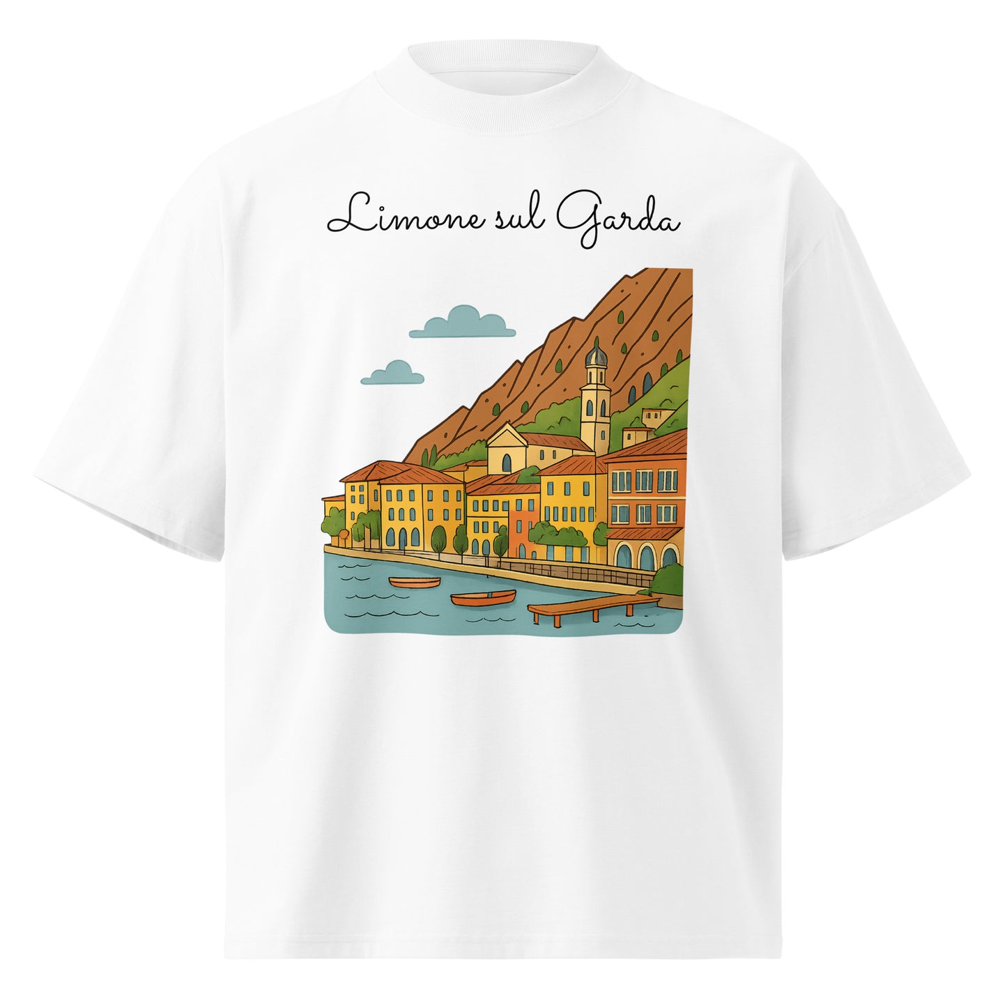 Oversized Bio-T-Shirt Limone mit breitem Kragen für Unisex - MAX F. ArtGrafic