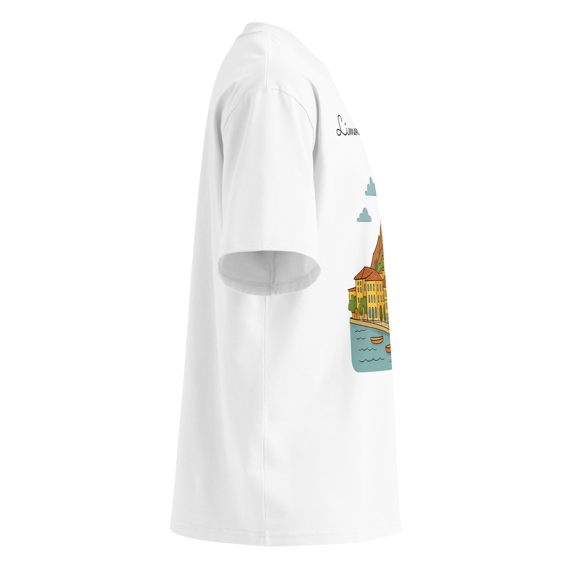 Oversized Bio-T-Shirt Limone mit breitem Kragen für Unisex - MAX F. ArtGrafic